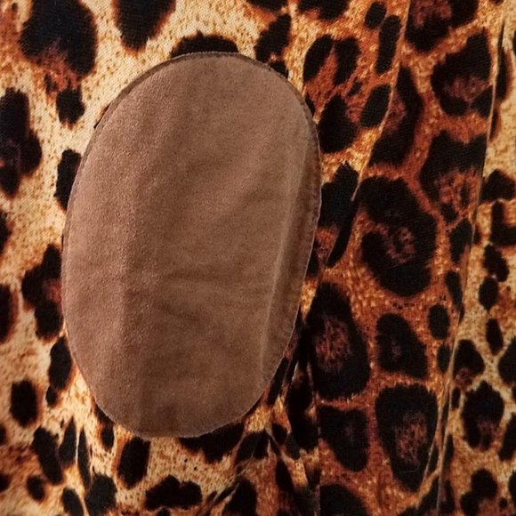 A.GAIN Leopard Animal Print Open Front Cardigan With Pockets - Women's L - Picture 6 of 9